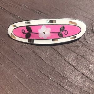 Silver and abalone shell flower barrette clip